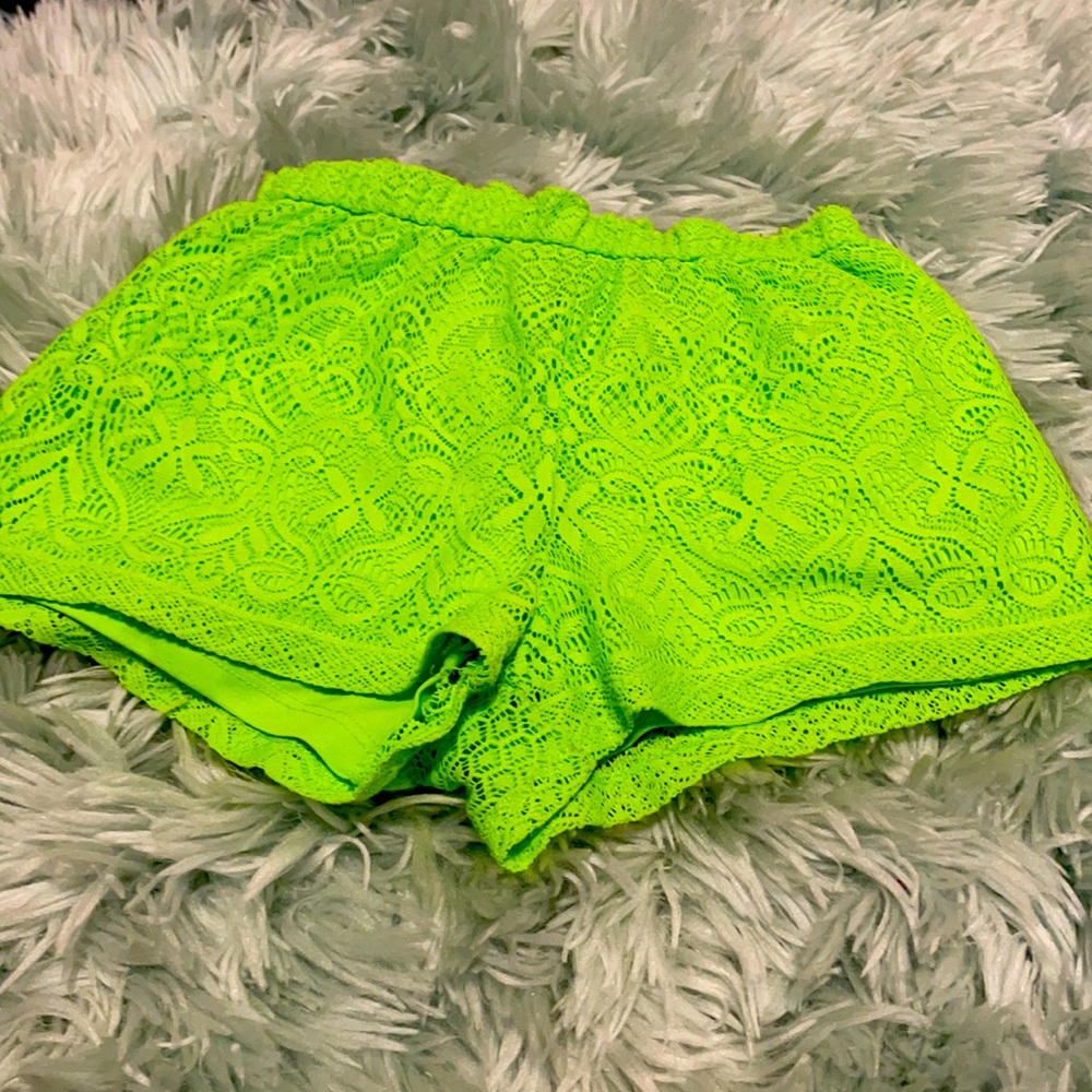 shorts  green with a pretty design.